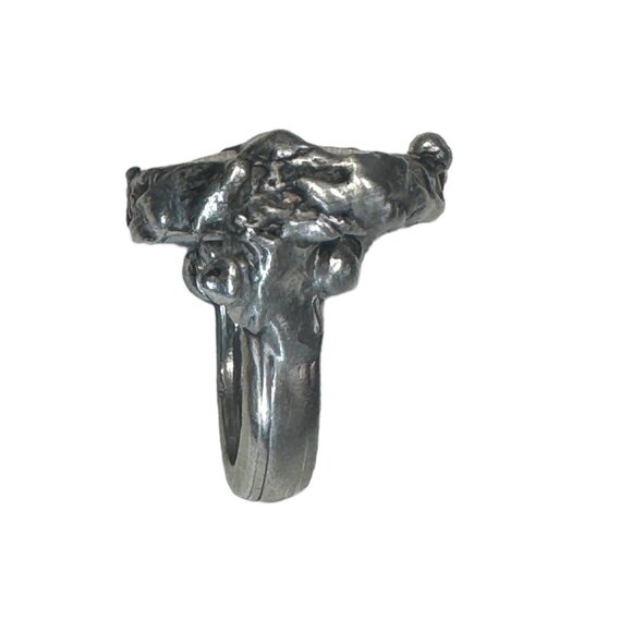 SOLD! Peter Rabbit Broken China & Spoon Artisan Ring Upcycled & Boho Silver Meta - Picture 12 of 17